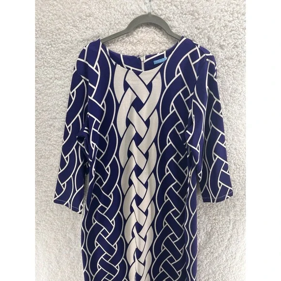 J. McLaughlin Sheath Dress Women's Large Navy Catalina Cloth Braid Stretch Midi - Picture 3 of 11